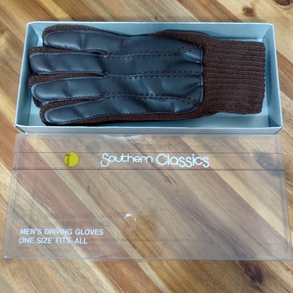Vintage‎ Southern Classic Mens Driving Gloves Brown One Size Fits All Winter